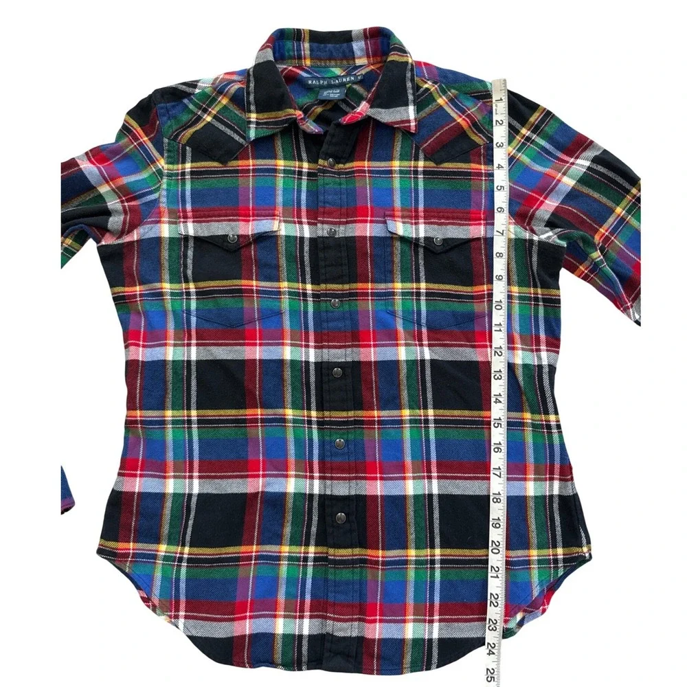 Ralph Lauren‎ Plaid Western Shirt Kids Size 12 Multi Color Flannel Snap Rodeo